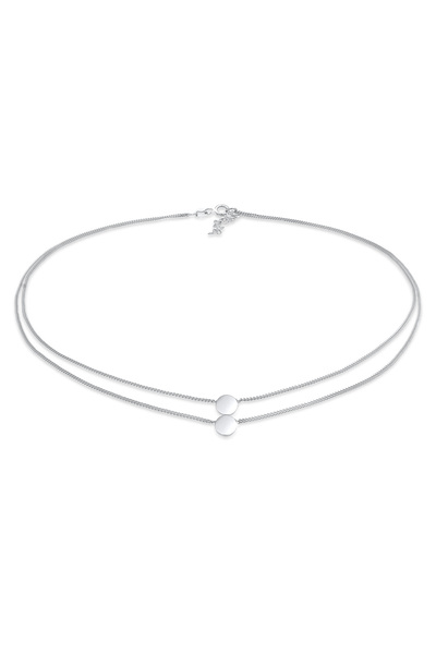 ELLI Halskette Damen Choker Layer Circle Geo Look Blogger Trend aus 925er Sterlingsilber