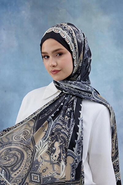 İpekhan Siyah Kahve Hint Vual Şal - 5006-04