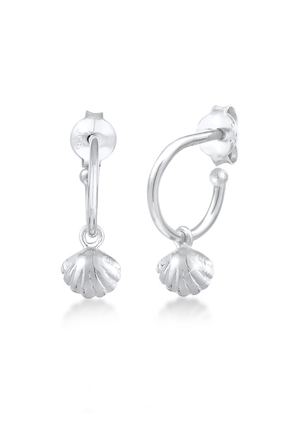 ELLI Earrings Creolen Herzmuschel Hänger Sommer Trend 925 Silber