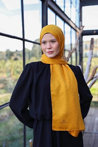 İpekhan Exen Pattern Silky Jacquard Shawl Saffron 9011-02