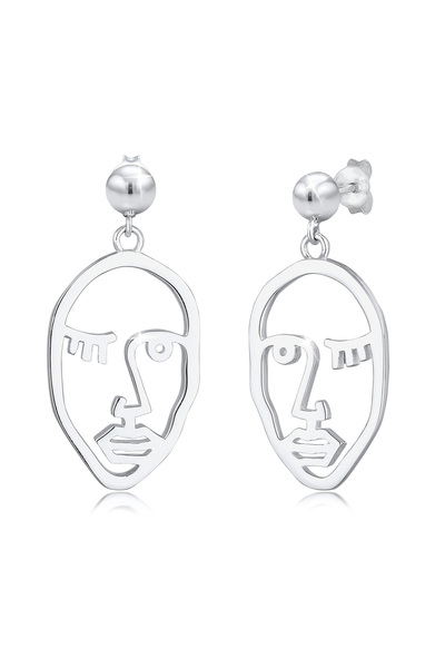 ELLI Earrings Woman Faces Design Blogger Trend 925 Sterling Silver