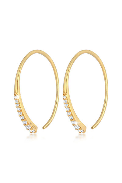 ELLI Ohrringe Damen Creolen Basic Zeitloser Trend mit Zirkonia-Kristallen in ...