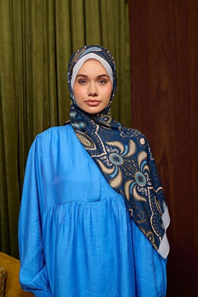 İpekhan Marrakech Koleksiyon Soft Şal Gece Mavi Gri 3048-08