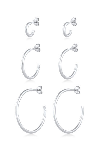 ELLI Ohrringe Damen Creolen Ohrstecker Trio Basic Trend Blogger aus 925er Ste...