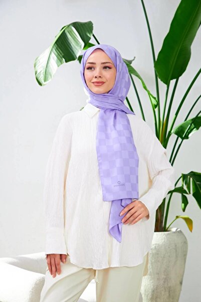 İpekhan Nou model de șah șal jacquard mătăsos liliac 9007-14