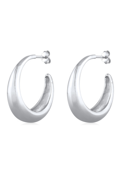ELLI Ohrringe Damen Creole Hanger Chunky Basic Hoops aus 925er Sterlingsilber