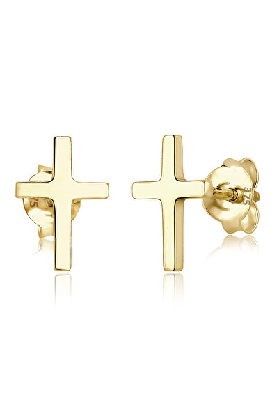 ELLI Ohrringe Damen Kreuzmotiv Elegant in 375 Gelbgold