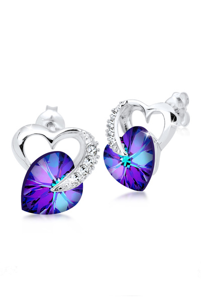 ELLI Ohrringe Damen Ohrstecker Herz Liebe mit Kristallen in 925er Sterlingsilber