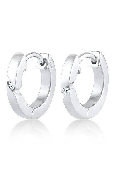 ELLI Ohrringe Damen Creolen Basic mit Diamant (0,03 ct.) in 925er Sterlingsilber