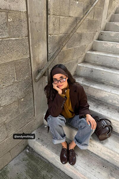 Stradivarius Regular kesim suni süet blazer ceket