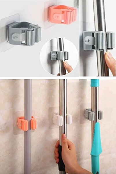 Kitchen Beauty 2 Adet Paspas Süpürge Fırça Ve Mop Askısı Sap Tutucu Mutfak Ba...