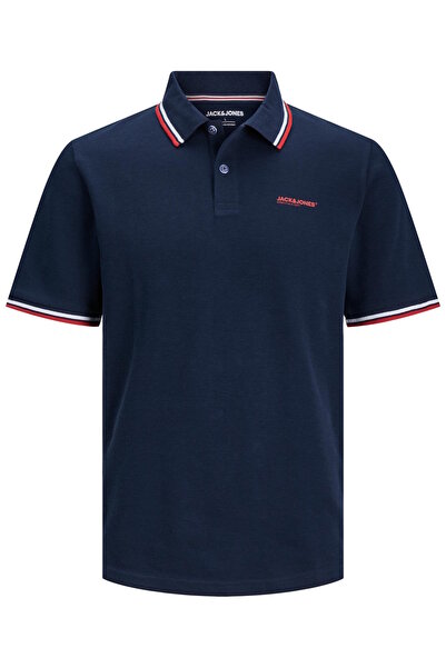 Jack & Jones Poloshirt CAMPA Polo Kurzarmshirt, Kontraststreifen und Logo Bas...
