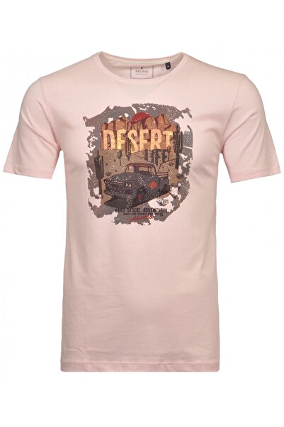 Ragman Gömlek Rundhals-T-Shirt aus Baumwolle mit Baskı