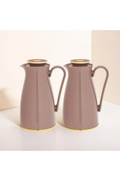 Alaska طقم ترامس ألاسكا قطعتين لون وردي مع ذهبي سعة 1 لتر