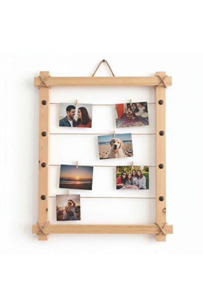 dyris Ahşap İpli Mandallı Fotoğraf Çerçevesi 45x50 cm