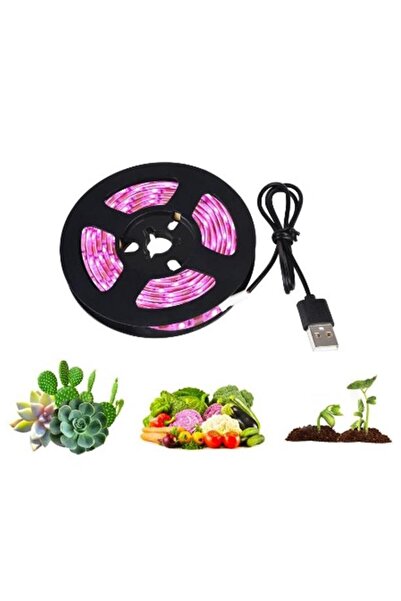 Profisher Tam Spektrum Bitki Büyütme Şerit Işık 5V USB Uç 2 mt İç Mekan