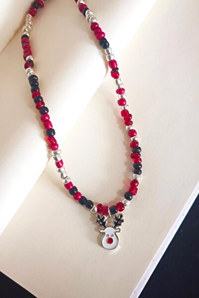 New Obsessions Colorful Beaded Christmas Necklace - Deer Figure