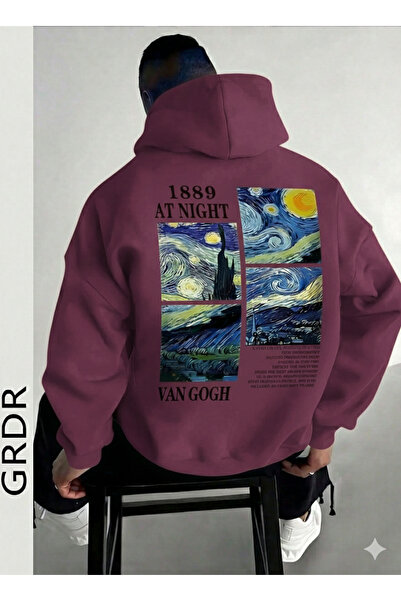 CLASSY.MODA Преміум унісекс-светр з капюшоном Oversize – «Nocturne 1889» Зоряна ніч, натхненна мистецтвом