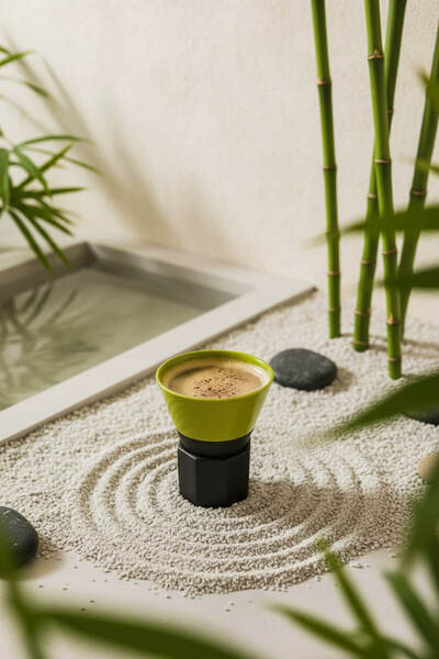 Anadolu Saray 1 Adet El Yapımı Seramik Yeşil Koni Tasarım Mug Kupa Fincan | Mug Fincan Kupa Kahve Kupası