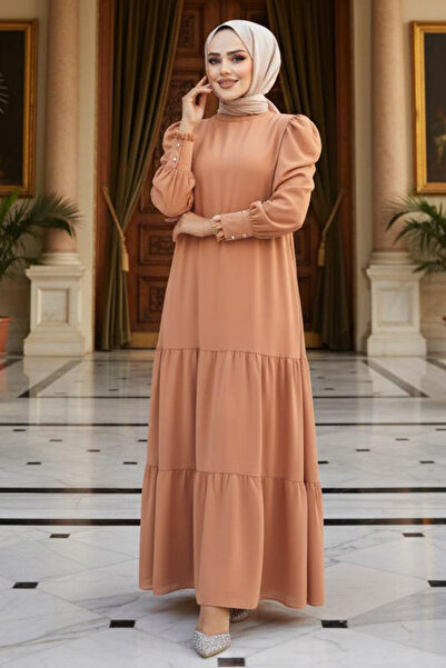 Neva Style فستان حجاب بسكويت مطوي بطبقات 5883BS