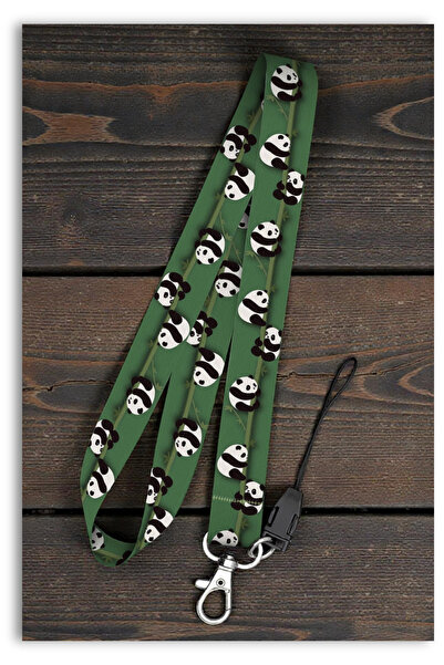 Mia Aurora Panda Desenli Bambu Temalı Sevimli Karakter Boyun Askı İpi Telefon...