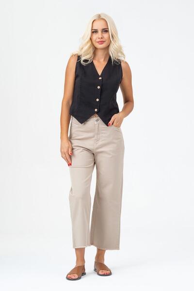 Bold & Young Women's bleach wash lyocell thin denim fabric jean vest black