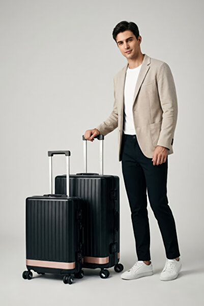 Zeplin Aura PC Policarbon 2'li Valiz Seti (Kabin ve Orta) Siyah