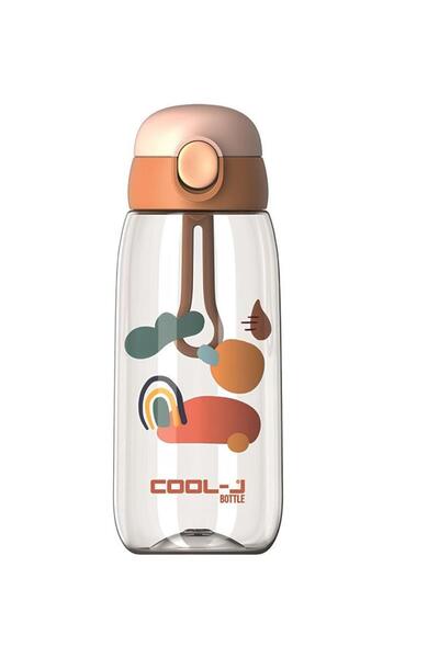 Gıpta زجاجة مياه تريتان قابلة للقفل مع مصاصة 600 مل في علبة برتقالية