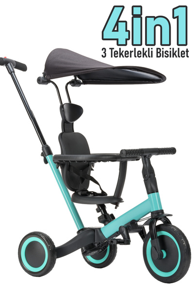 Minion Ebeveyn Kontrollü Bisiklet -4 ü Bir Arada - Üç Tekerlekli Bisiklet - Mavi