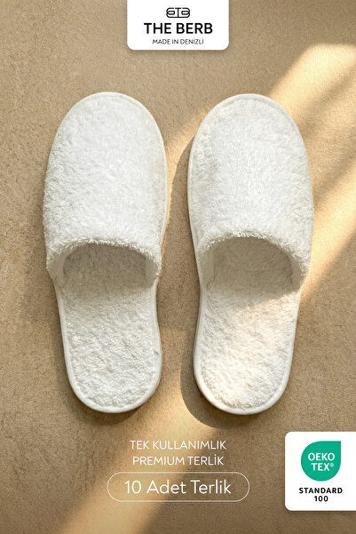 TheBerb 10 Çift | Welsoft Tek Kullanımlık Premium Otel&Spa Terliği | Kaydırmaz Tabanlı | Beyaz