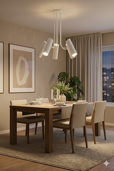 avizade Lyra 5'li Beyaz Modern Silindir Sabit Başlıklı Spot Avize LED GU10 Du...