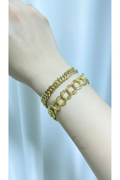 kuyumcu nurettin 9 gr (GRAM) Dallas & Samanyolu Ikili Kombin Altın Bileklik 14 Ayar