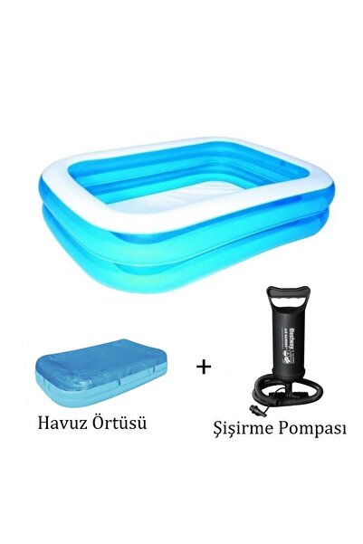 BESTWAY 12819 Büyük Şişme Aile Havuz Seti, 62002 Pompa 58319 Kapama Örtüsü
