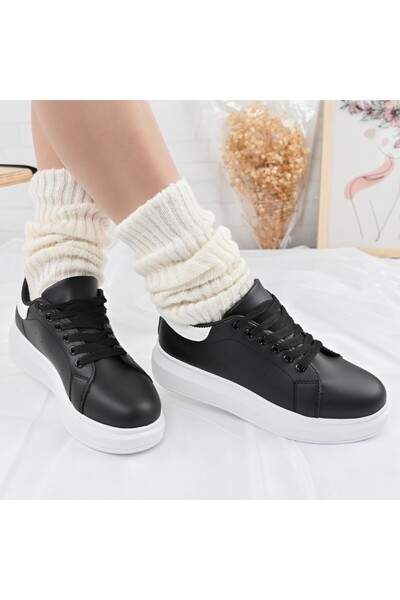 Tmall Pantofi sport pentru femei, din piele ecologică, D1424, alb-negru