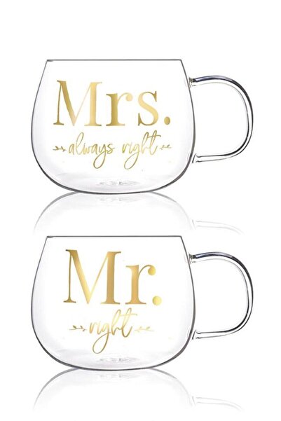 Perotti 2 Adet Mr.& Mrs. Cam Kupa Magnolya Bardağı 400ML 13771