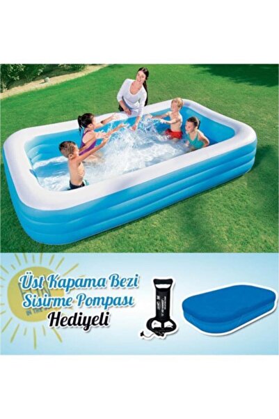 BESTWAY Şişme Havuz Büyük Boy 3 Boğumlu Jumbo Boy Aile Havuzu 305x183x56 Havu...