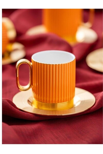 ACAR Koh-05839 Erika Porselen 4 Lü Çay Fincan Takımı 160ml Turuncu