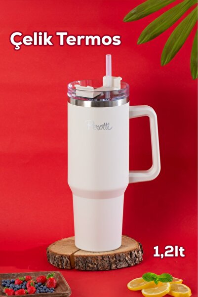 Perotti 17237 Colte V2 Paslanmaz Çelik Termos Bardak 1,2 Lt Beyaz