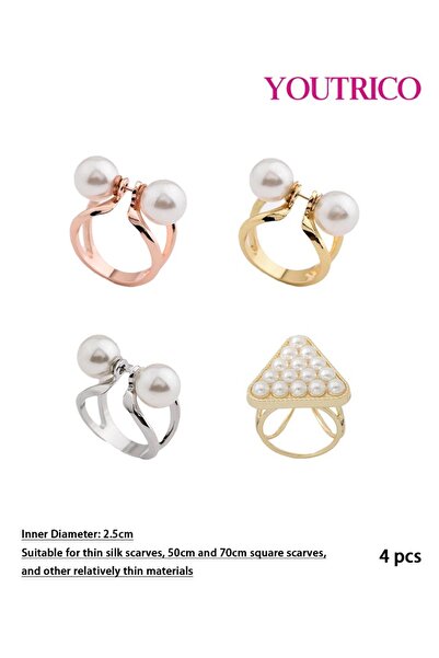 Youtrico 4 قطع من مشابك الأوشحة اللؤلؤية العتيقة - طقم دبابيس شال وحجاب من ال...