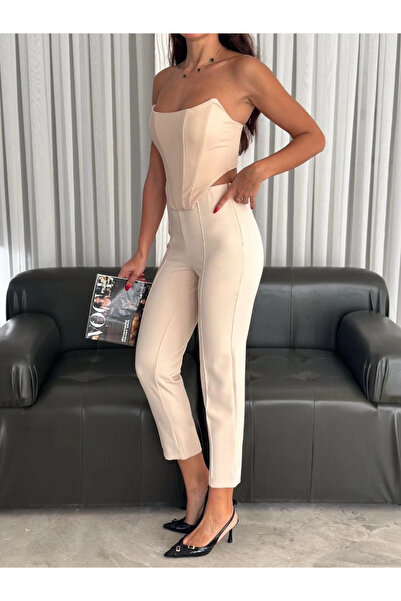 Zerenyus Bustier Beige Trouser Suit