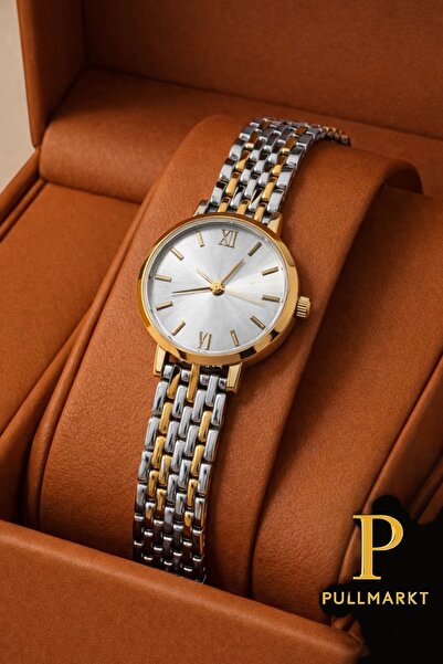 pullmarkt ساعة يد نسائية عتيقة من الفولاذ