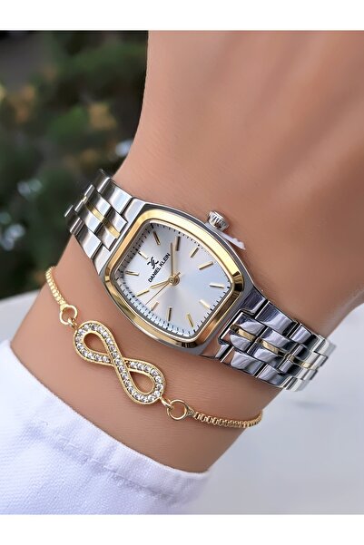 Daniel Klein Çelik Kadın Kol Saati Su Geçirmez Gold Gümüş Renk Hediye Bileklik DKMM523