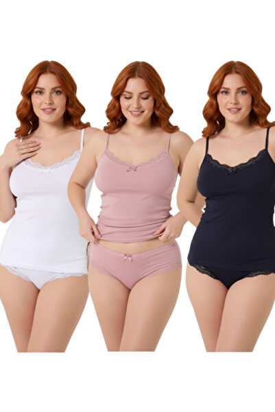 MrrMajestic طقم سراويل داخلية نسائية مكونة من 3 قطع سراويل داخلية Sur (GÜL-LACİ-WHITE)