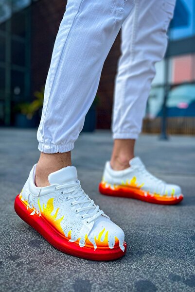 Zerenyus Pantofi pentru bărbați cu imprimeu special Pittura Red Flame