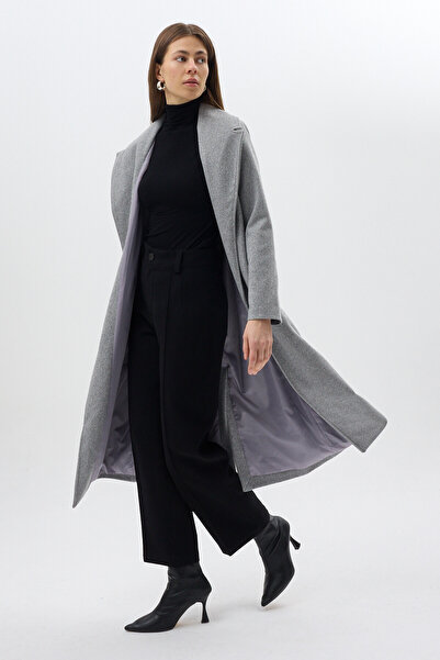 Rays 7242A Waist-Tied Long Lined Coat Gray