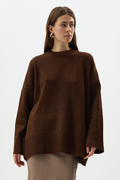 Rays Bitter Brown guler rotund supradimensionat Pulover pentru femei 2450