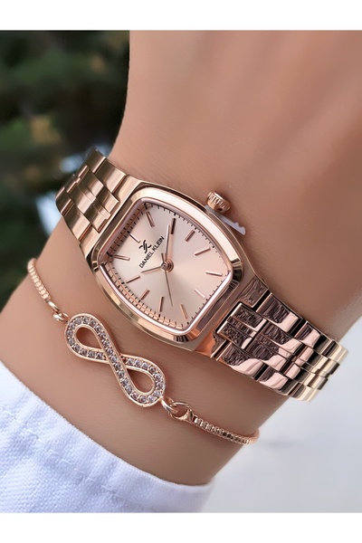 Daniel Klein Orijinal 3 Atm Su Geçirmez Kadın Kol Saati Rose Renk Çelik Kordon Bileklik Hediye DKD85C4