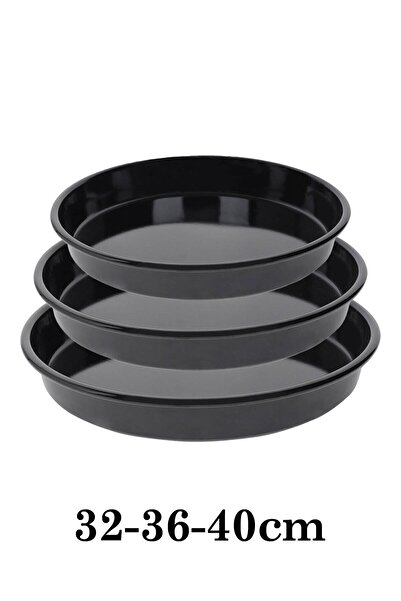 Genel Markalar 32/36/40 Cm Çaplarında 3 ad Emaye Fırın Tepsi Seti