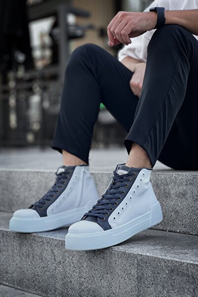 Zerenyus Μπλέιζερ Χειμερινές Ανδρικές Μπότες με φερμουάρ Λευκό Ανθρακίτη