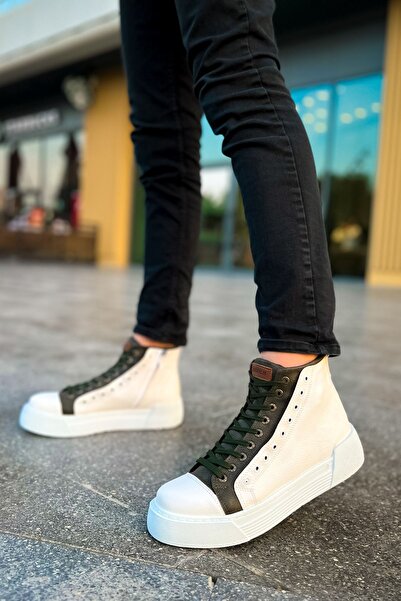 Zerenyus Μπλέιζερ Χειμερινές Ανδρικές Μπότες με φερμουάρ Λευκό Χακί